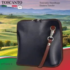 Toscanto Damen Leder Tasche blau braun OTT109UB