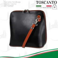 Toscanto Damen Leder Tasche schwarz braun OTT109UF