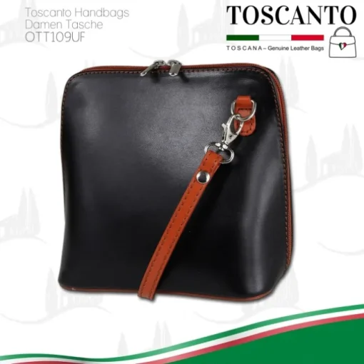 Toscanto Damen Leder Tasche schwarz braun OTT109UF
