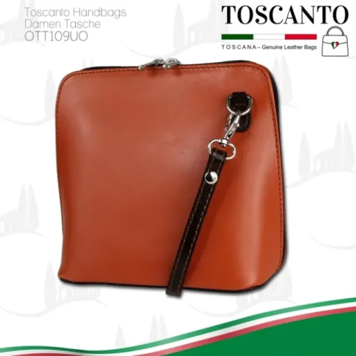 Toscanto Damen Leder Tasche cognac braun OTT109UO