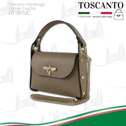 Toscanto Damen Leder Tasche taupe beige OTT817UC
