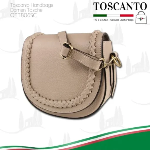 Toscanto Damen Leder Tasche taupe beige OTT806SC