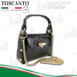 Toscanto Damen Leder Tasche schwarz metallic OTTM805UM
