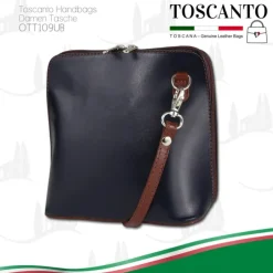 Toscanto Damen Leder Tasche blau braun OTT109UB