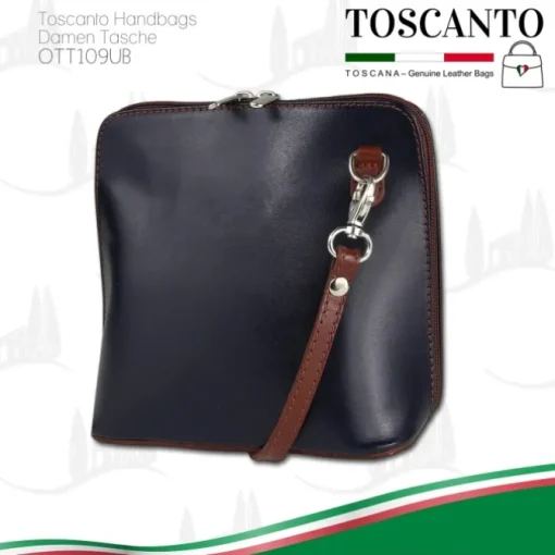 Toscanto Damen Leder Tasche blau braun OTT109UB