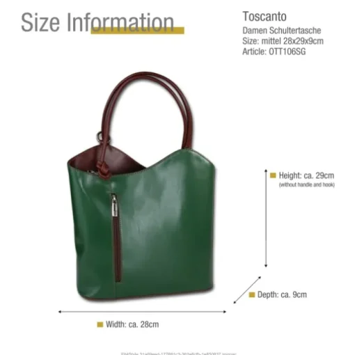 Toscanto Damen Rucksack Leder Tasche grün braun OTT106SG