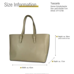 Toscanto Damen Shopper Businesstasche Leder Tasche helltaupe grau OTT127SK