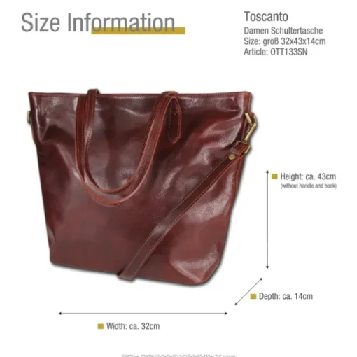 Toscanto Damen Shopper Businesstasche Leder Tasche braun OTT133SN