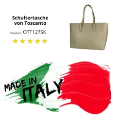 Toscanto Damen Shopper Businesstasche Leder Tasche helltaupe grau OTT127SK