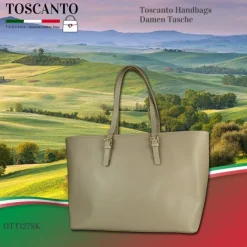 Toscanto Damen Shopper Businesstasche Leder Tasche helltaupe grau OTT127SK