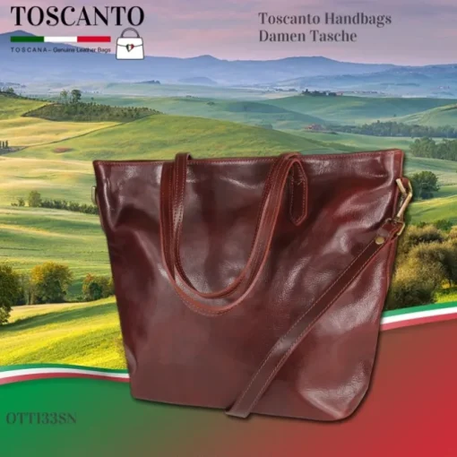 Toscanto Damen Shopper Businesstasche Leder Tasche braun OTT133SN