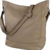 Toscanto Damen Shopper Leder Tasche taupe beige OTT159SC