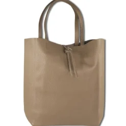 Toscanto Damen Shopper Leder Tasche taupe dunkelbeige OTTM107SN