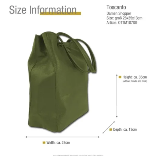 Toscanto Damen Shopper Leder Tasche olivgrün OTTM107SG