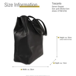 Toscanto Damen Shopper Leder Tasche schwarz OTTM107SS