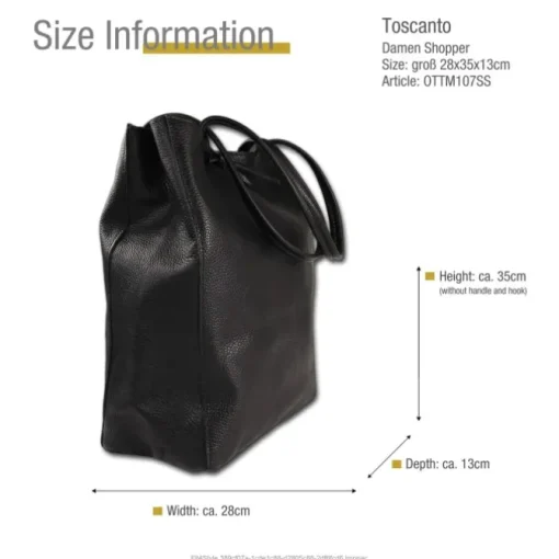 Toscanto Damen Shopper Leder Tasche schwarz OTTM107SS