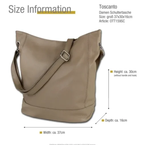Toscanto Damen Shopper Leder Tasche taupe beige OTT159SC