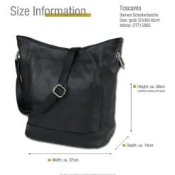 Toscanto Damen Shopper Leder Tasche schwarz OTT159SS