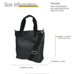 Toscanto Damen Shopper Leder Tasche schwarz OTT161SS