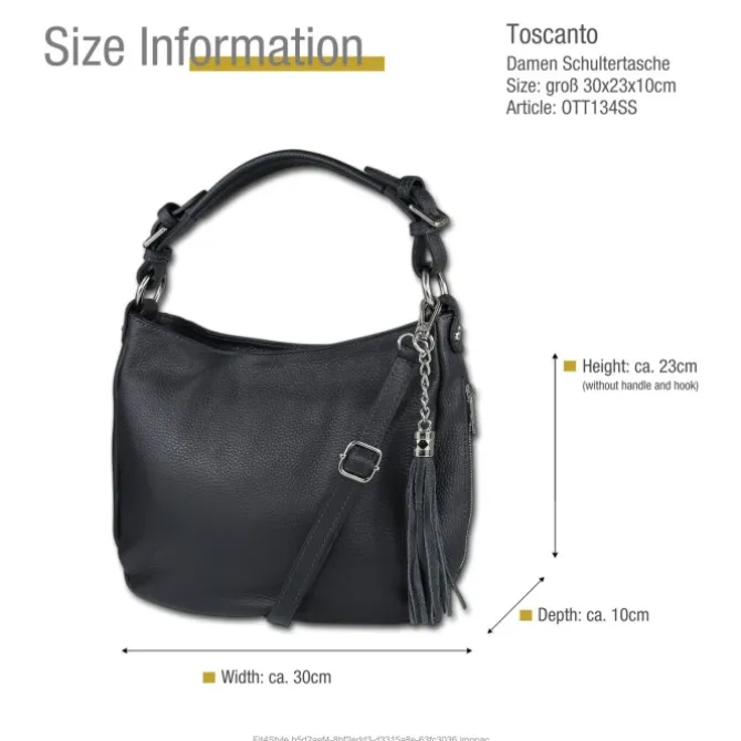 Toscanto Damen Shopper Leder Tasche schwarz OTT134SS