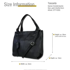 Toscanto Damen Shopper Leder Tasche schwarz OTT155SS