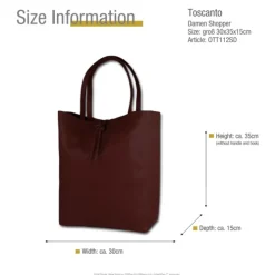 Toscanto Damen Shopper Leder Tasche rot bordeaux OTT112SD