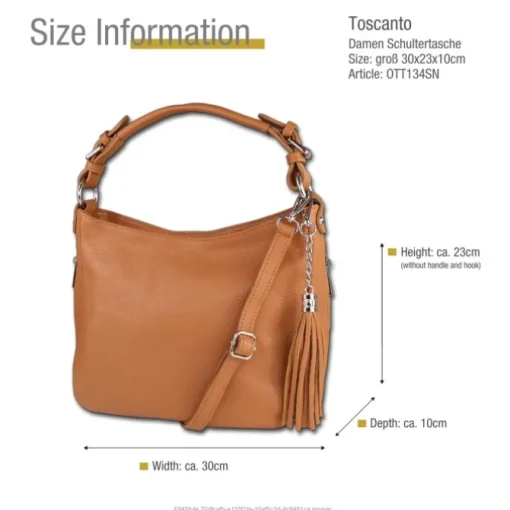 Toscanto Damen Shopper Leder Tasche tan braun OTT134SN