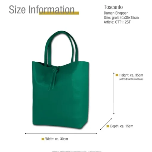 Toscanto Damen Shopper Leder Tasche türkis OTT112ST