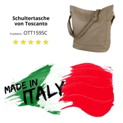 Toscanto Damen Shopper Leder Tasche taupe beige OTT159SC
