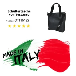 Toscanto Damen Shopper Leder Tasche schwarz OTT161SS