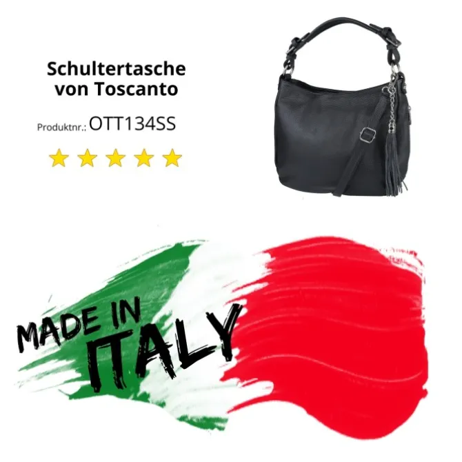 Toscanto Damen Shopper Leder Tasche schwarz OTT134SS