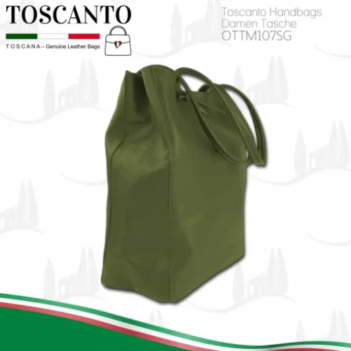 Toscanto Damen Shopper Leder Tasche olivgrün OTTM107SG