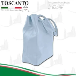 Toscanto Damen Shopper Leder Tasche hellblau OTTM107SH
