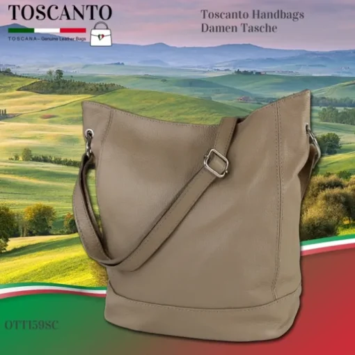 Toscanto Damen Shopper Leder Tasche taupe beige OTT159SC