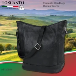 Toscanto Damen Shopper Leder Tasche schwarz OTT159SS