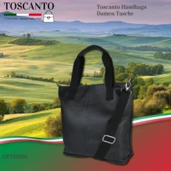 Toscanto Damen Shopper Leder Tasche schwarz OTT161SS