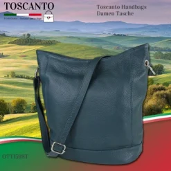 Toscanto Damen Shopper Leder Tasche türkis OTT159ST