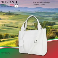 Toscanto Damen Shopper Leder Tasche weiß OTT155SW