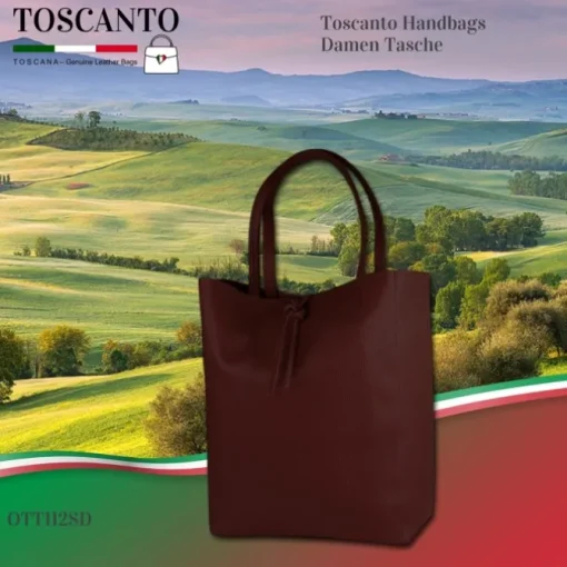 Toscanto Damen Shopper Leder Tasche rot bordeaux OTT112SD