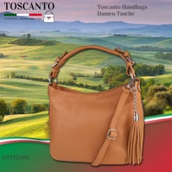 Toscanto Damen Shopper Leder Tasche tan braun OTT134SN