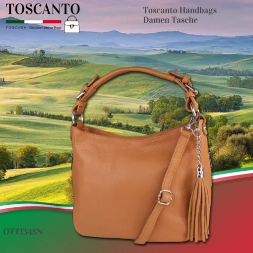 Toscanto Damen Shopper Leder Tasche tan braun OTT134SN