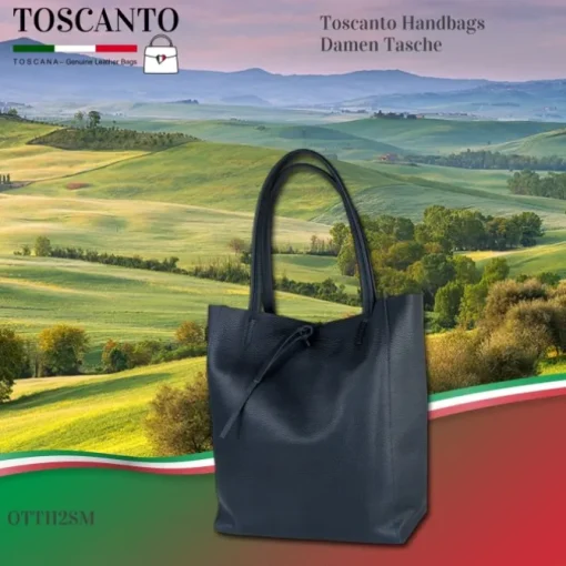 Toscanto Damen Shopper Leder Tasche blau OTT112SM