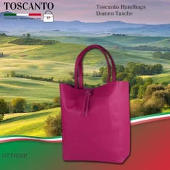 Toscanto Damen Shopper Leder Tasche pink OTT112SP