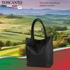 Toscanto Damen Shopper Leder Tasche schwarz OTT112SS