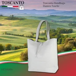 Toscanto Damen Shopper Leder Tasche weiß OTT112SW