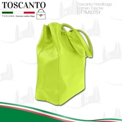 Toscanto Damen Shopper Leder Tasche gelbgrün OTTM107SY