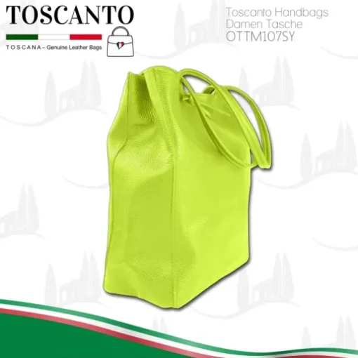 Toscanto Damen Shopper Leder Tasche gelbgrün OTTM107SY