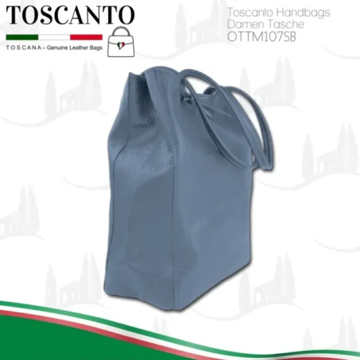 Toscanto Damen Shopper Leder Tasche blau OTTM107SB