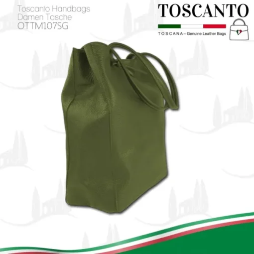 Toscanto Damen Shopper Leder Tasche olivgrün OTTM107SG