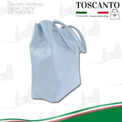 Toscanto Damen Shopper Leder Tasche hellblau OTTM107SH